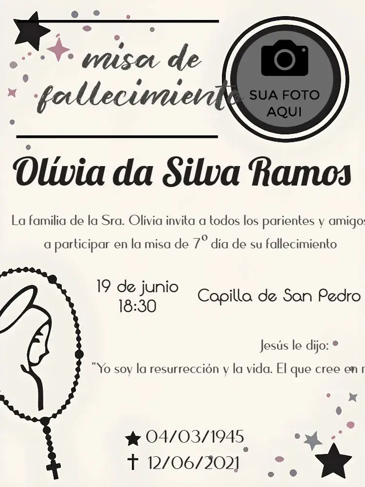 Invitación Para Misa De Fallecimiento Con Foto Día