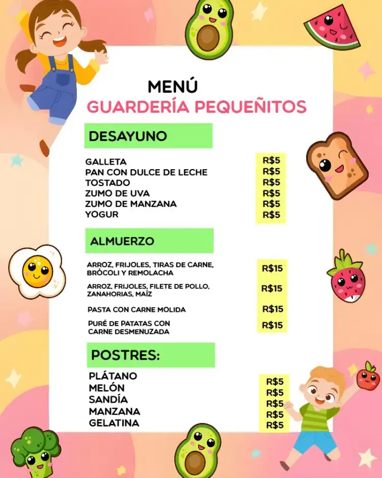 Invitación Arte Menú Guardería Escuela Infantil Alimentación – tema Cumpleaños Infantil colorido, lúdico, infantil, alegre, divertido, escolar