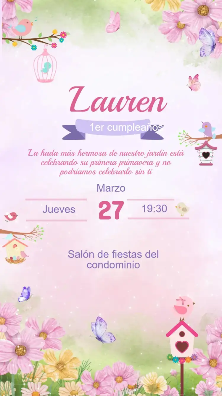 Invitación Cumpleaños JARDÍN ENCANTADO
