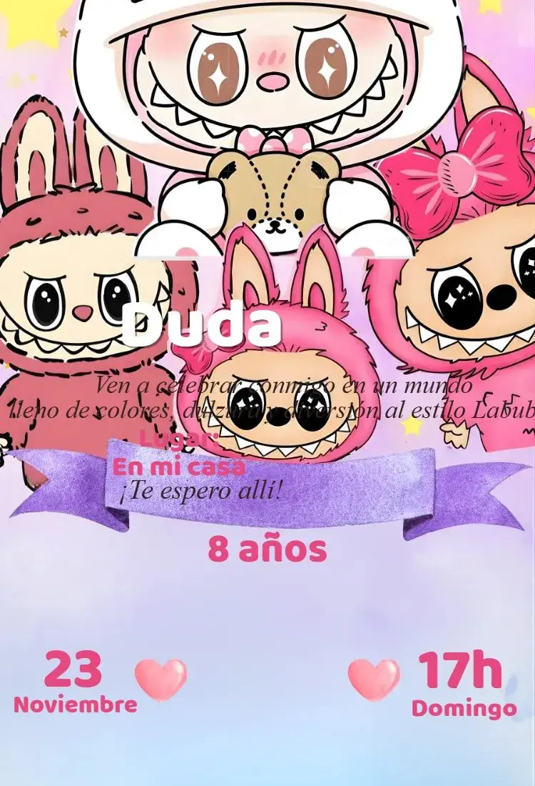 Invitación digital labubu candy color