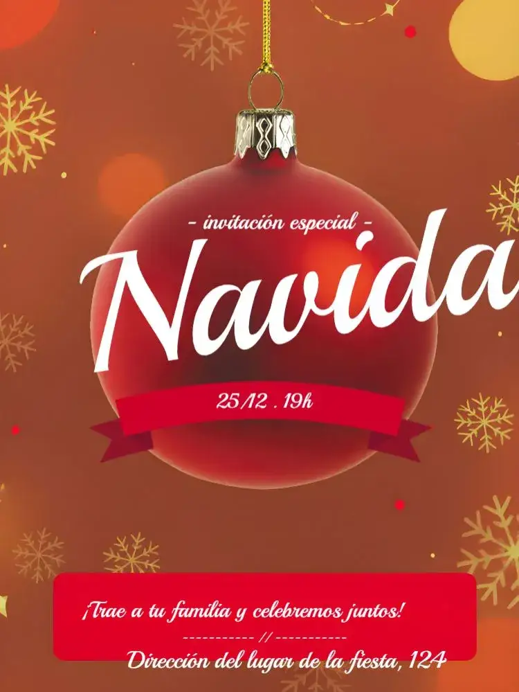 Invitación Navidad Dorada – tema Fechas Conmemorativas dorado, clásico, festivo, elegante, moderno