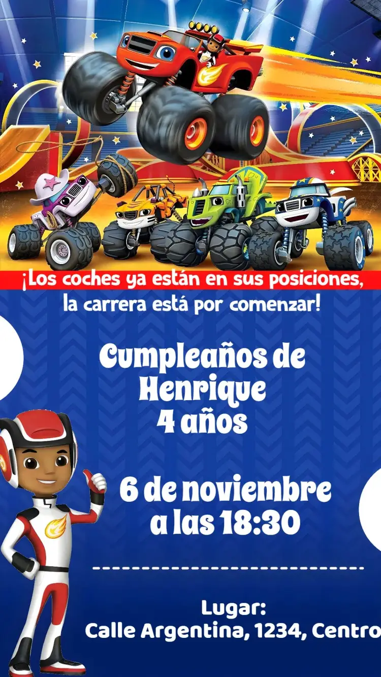 Invitación Monster Machines