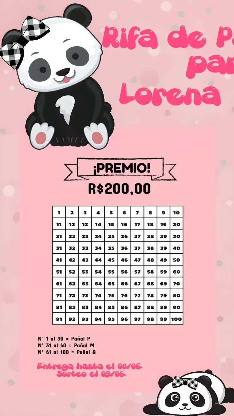 Invitación Té Rifa Panda Safari