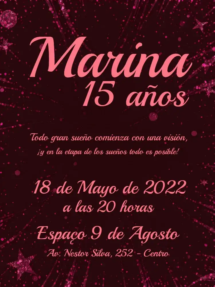 Invitación 15 Años Minimalista - Rosa y Negro – tema 15 años minimalista, moderno, elegante, rosa, negro, limpio