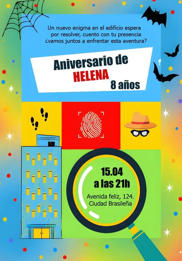 Invitación Detectives Del Edificio Azul Colorido