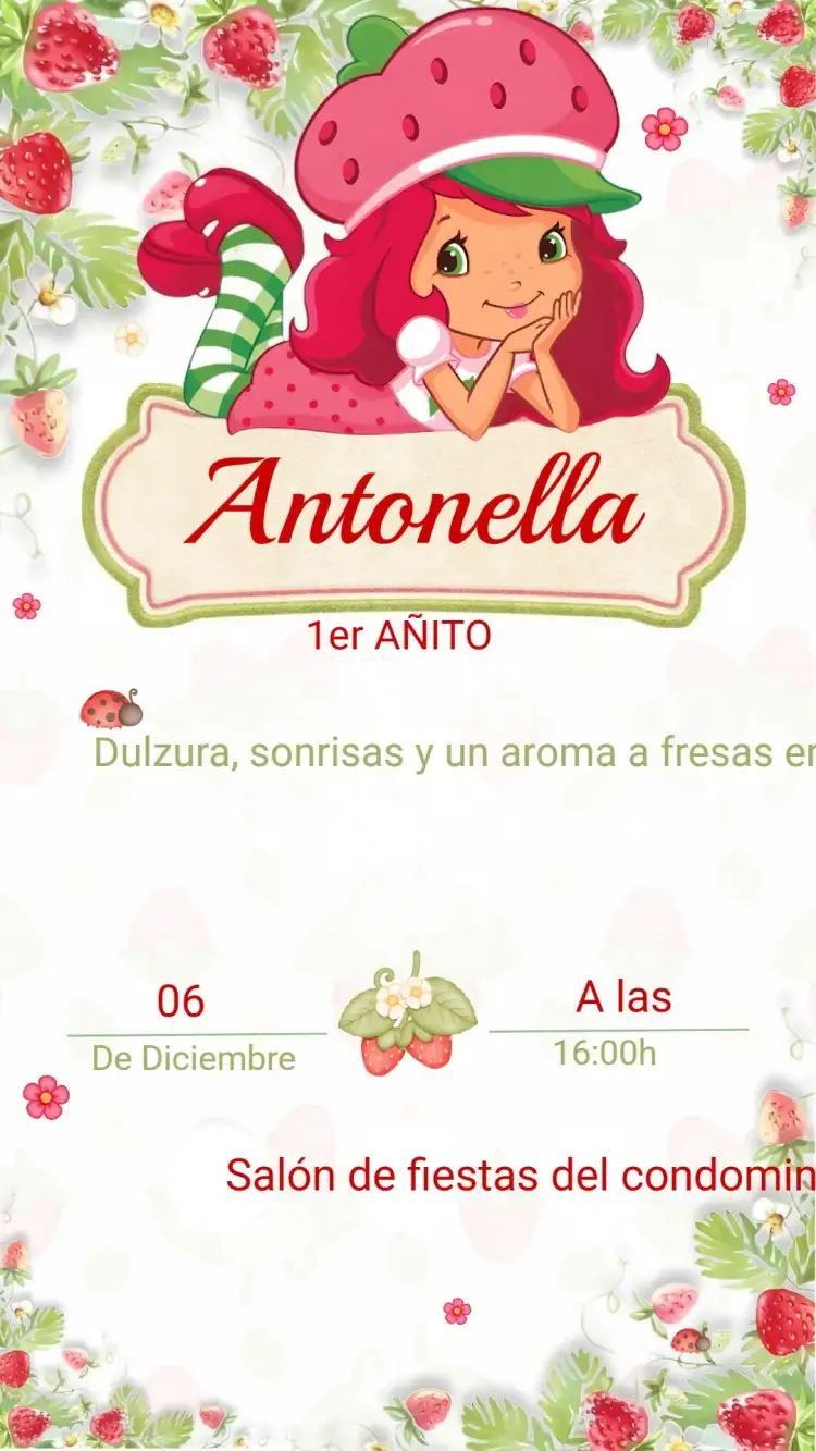 Invitación Invitación Cumpleaños FRESITA – tema Cumpleaños Infantil colores vibrantes, estilo lúdico, elementos de frutas, diseño infantil, ilustraciones tiernas