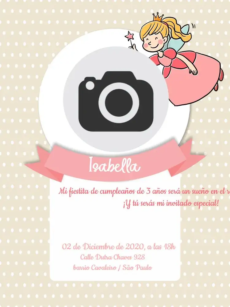 Invitación Hada Whatsapp – tema Baby Shower rosa, infantil, con burbujas, moderno, lúdico, personalizado
