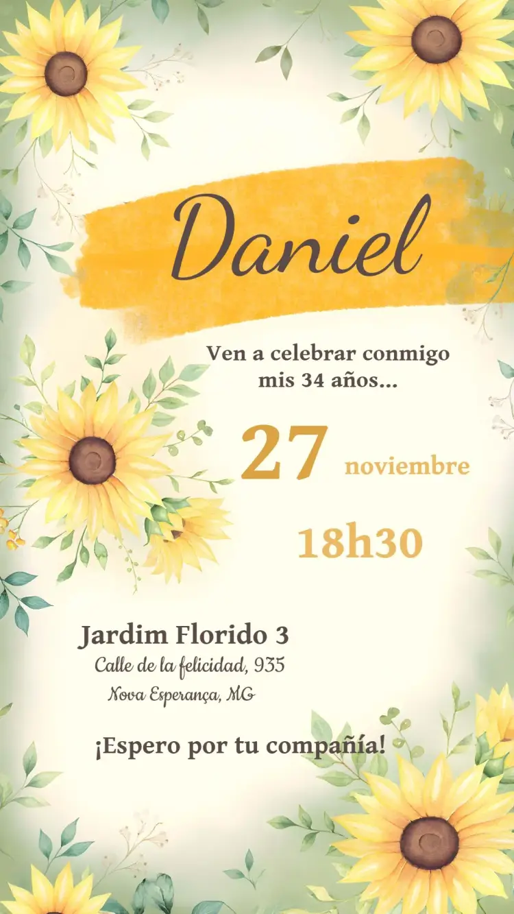 Invitación Girasol Adulto
