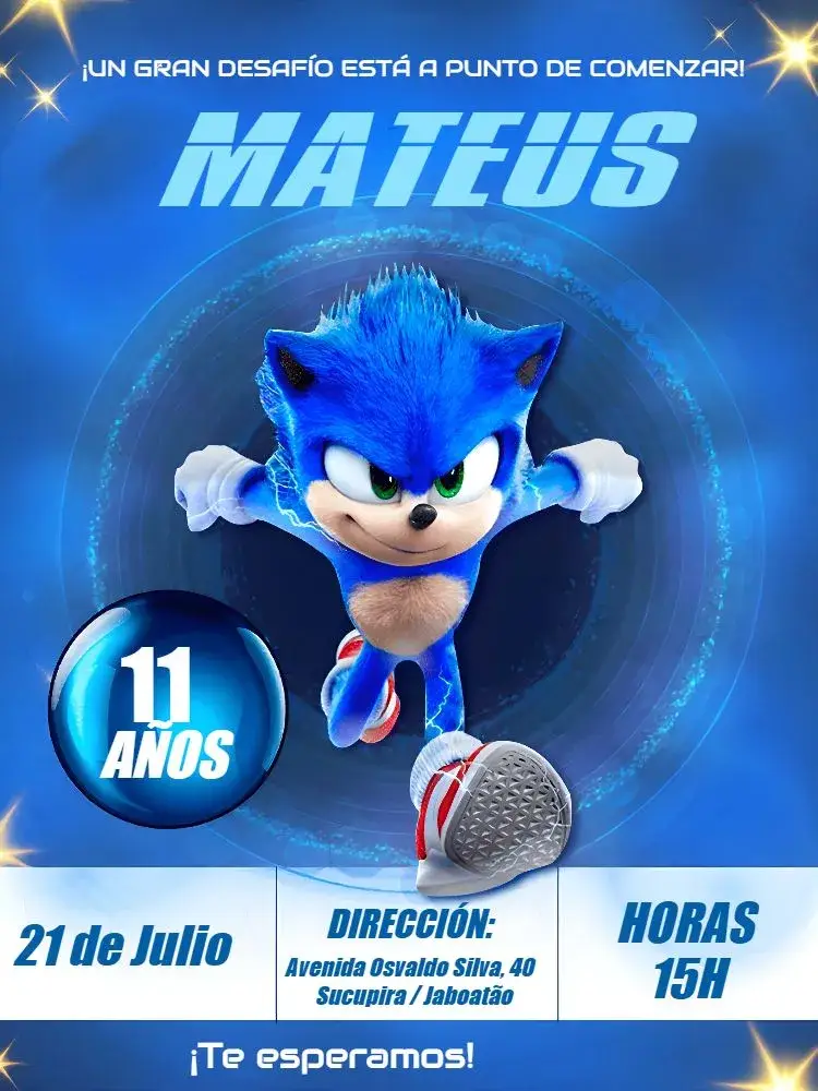 Invitación Sonic Azul