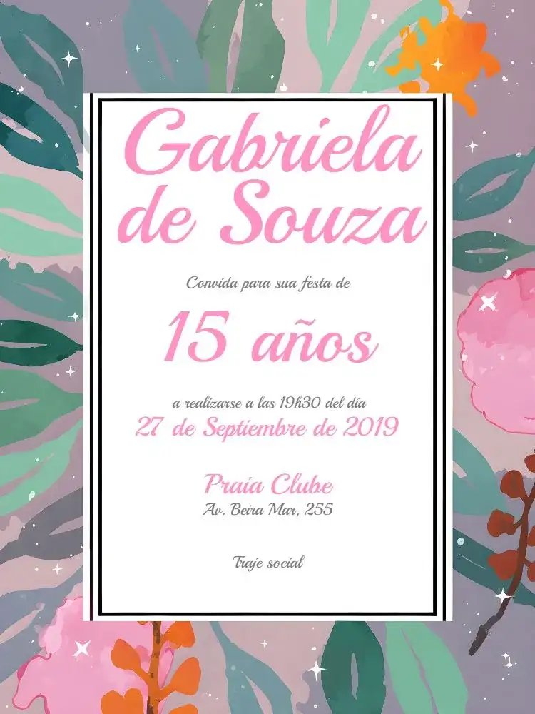 Fiesta De 15 Años En El Jardín En Acuarela Costera