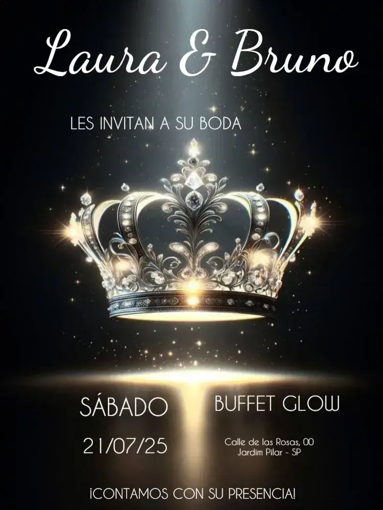 Invitación Boda Corona Para Editar Celebración