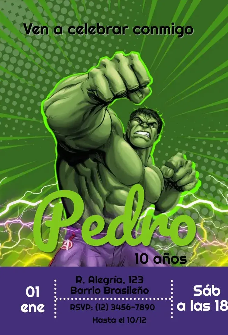 Invitación Increíble Hulk