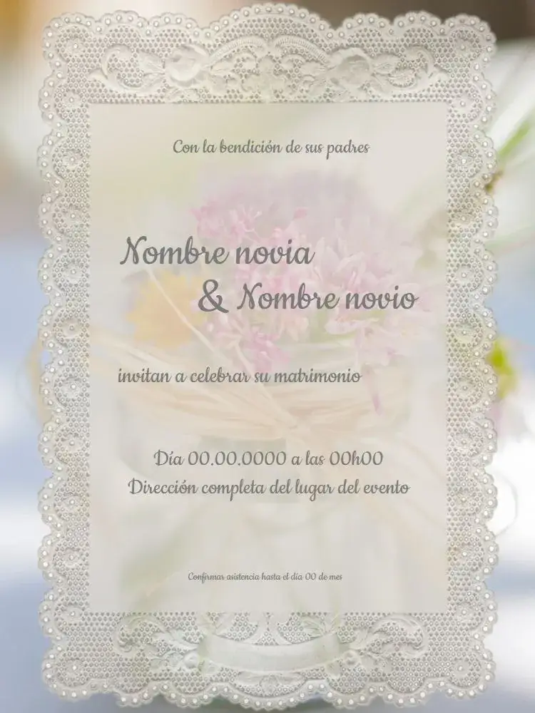 Invitación Boda Encaje – tema Boda estilo, floral, sofisticado, blanco, romántico, moderno