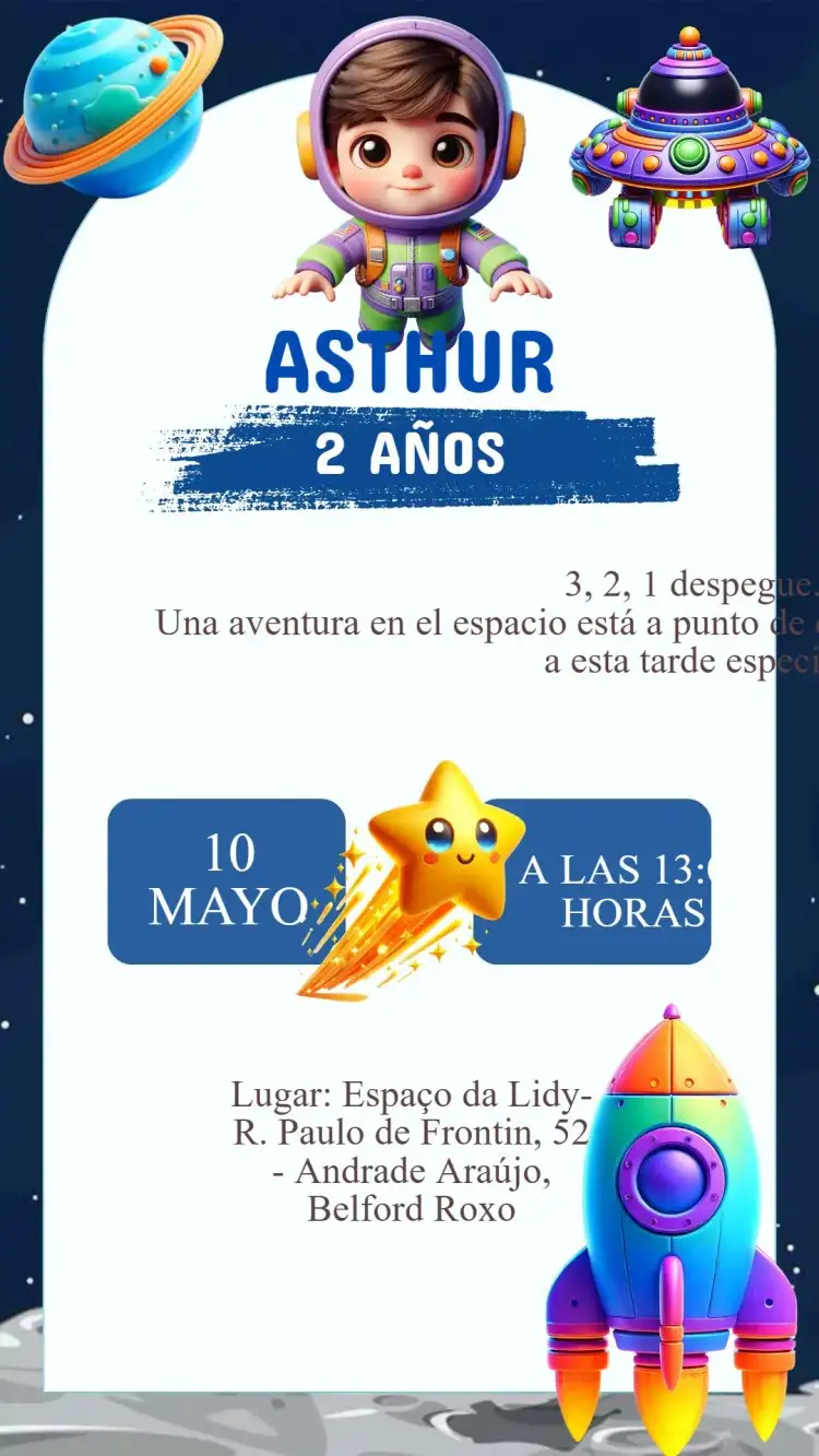 Invitación Cumpleaños Astronauta IA