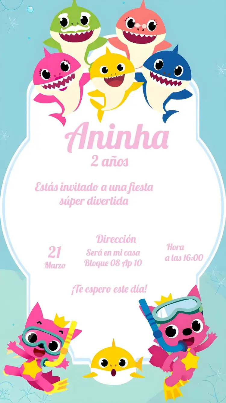 Invitación Baby Shark Estrella