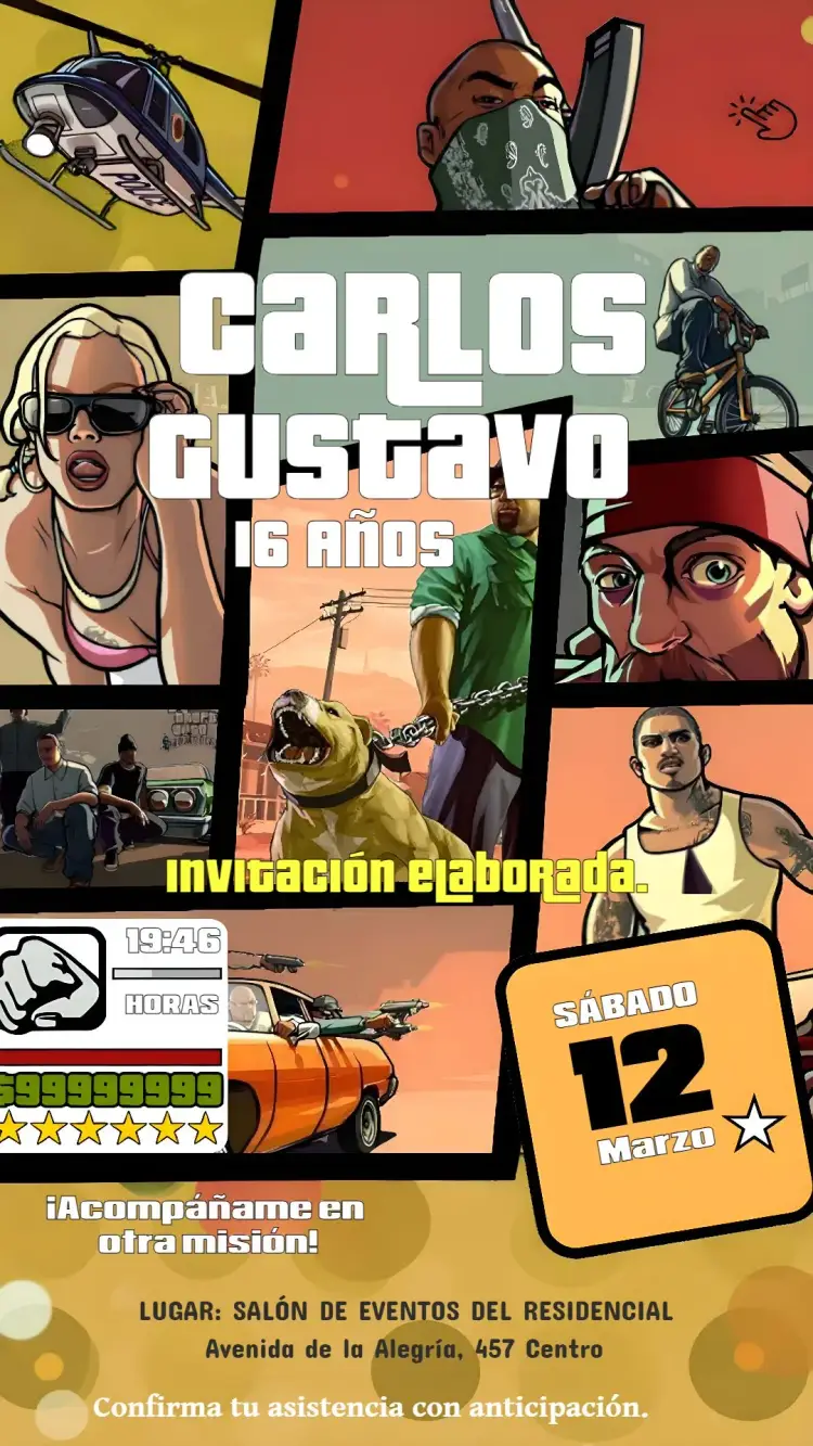 Invitación Gta San Andreas Grand