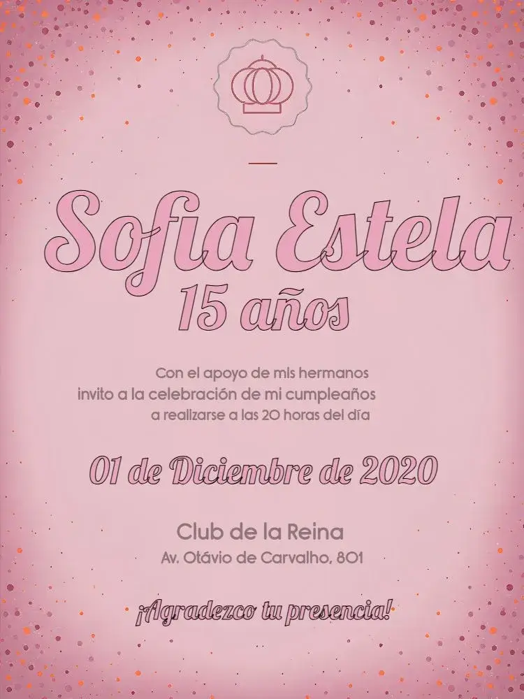 Invitación 15 Años Rosa - Realeza Niña