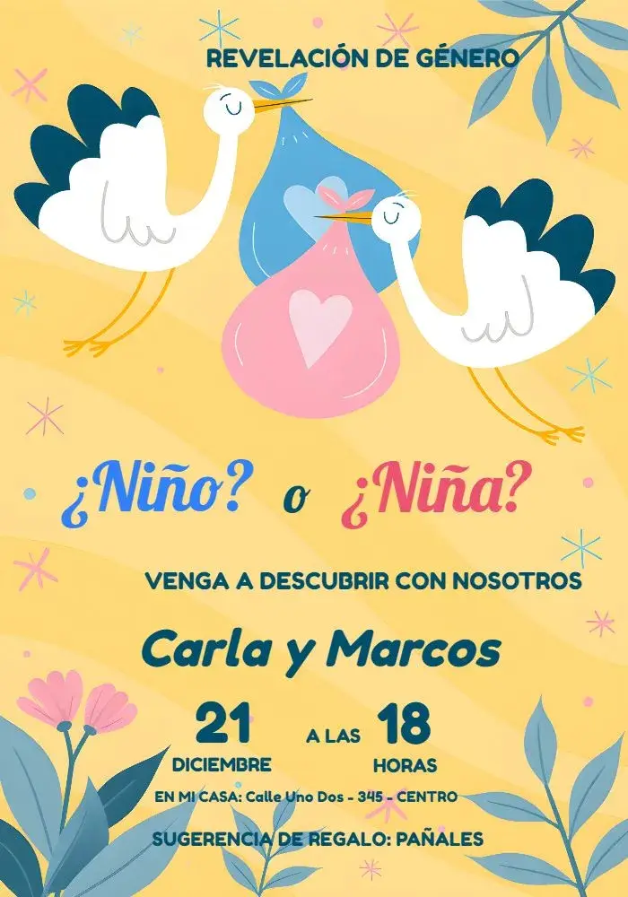 Invitación Baby Shower Stork Gift Suggestions