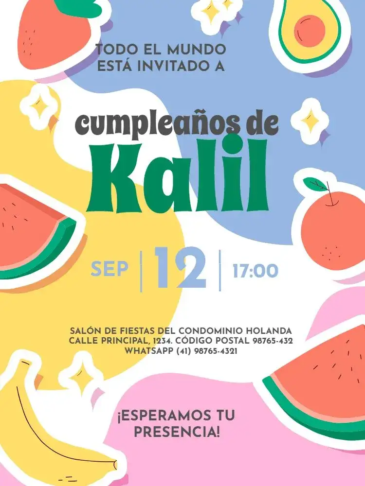 Infantil Fruta Colorida Fiesta