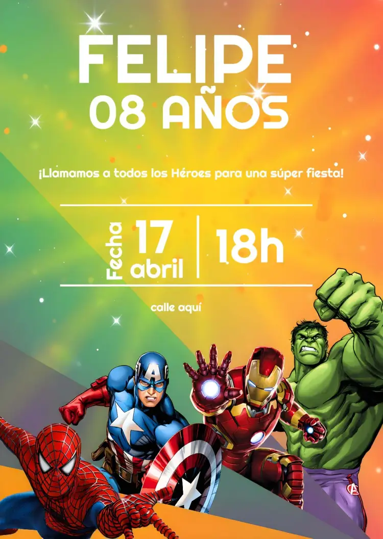 Invitación Vengadores Marvel