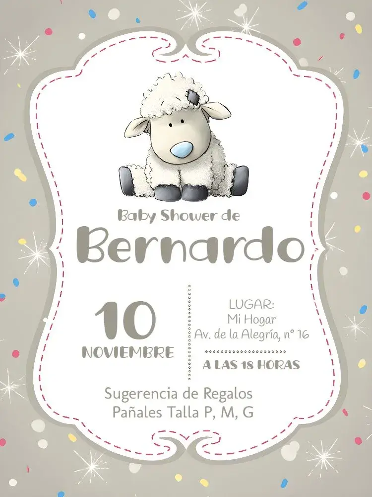 Invitación Baby Shower Ovejita Azul