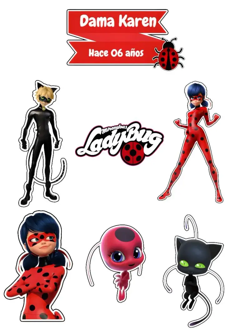 Invitación Topo De Pastel Ladybug Miraculous Imprimir editable y personalizable