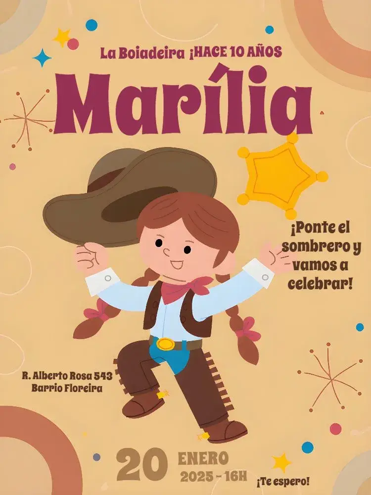 Invitación Boiadeira Menina Infantil