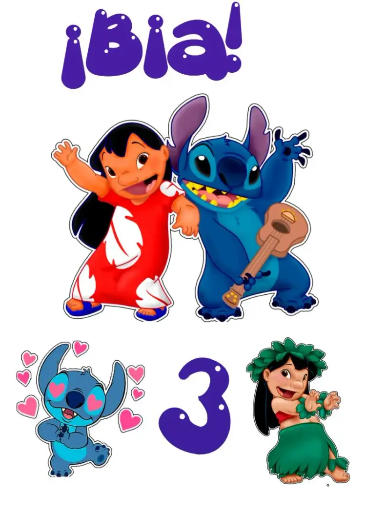 Invitación Topo de Pastel Lilo y Stitch Corazón