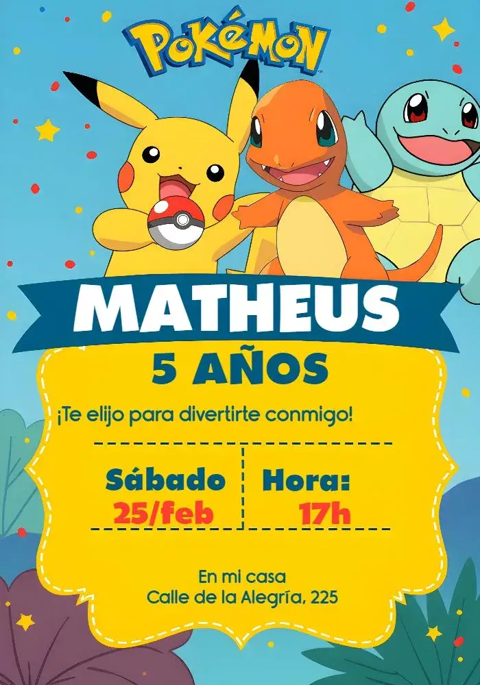 Invitación Pokemon