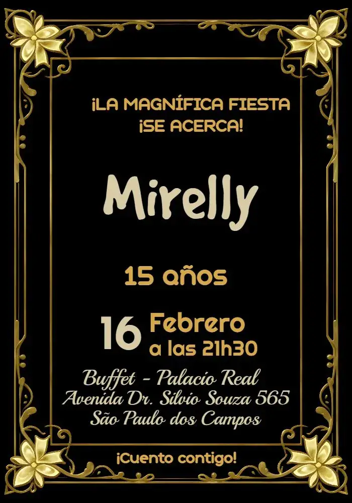 Invitación Baile De Máscaras Anos editable y personalizable