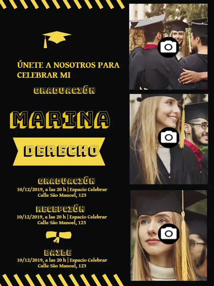 Invitación Graduación Con Fotos de Secundaria