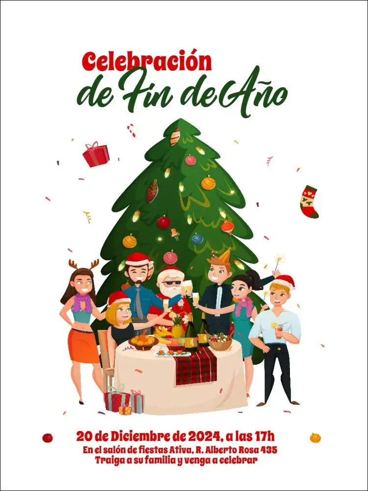 Invitación Fiesta De Navidad De La Empresa Nuevo – tema Fechas Conmemorativas clásico, festivo, vibrante, moderno, elegante