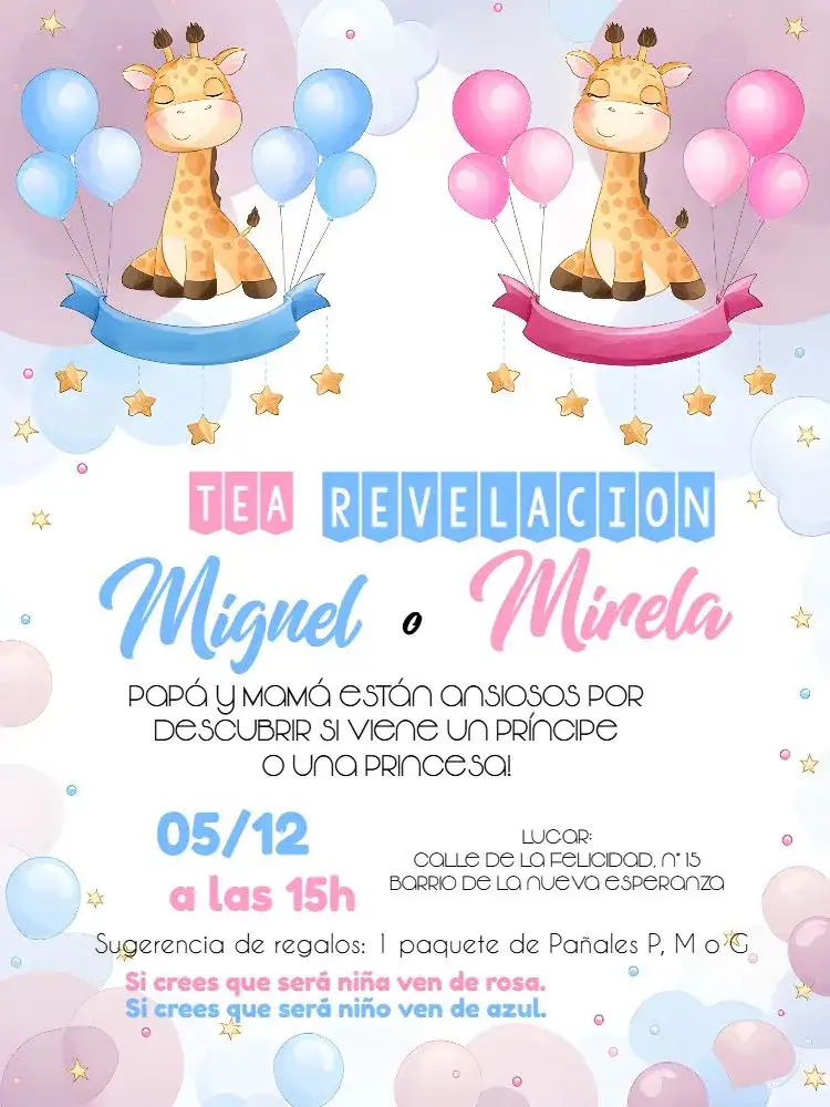 Chá de Revelación Jirafitas Globo