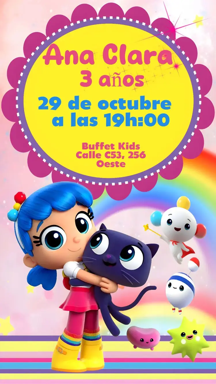 Invitación Vera y el Reino del Arcoíris