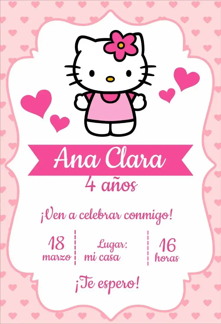 Invitación Hello Kitty Rosa