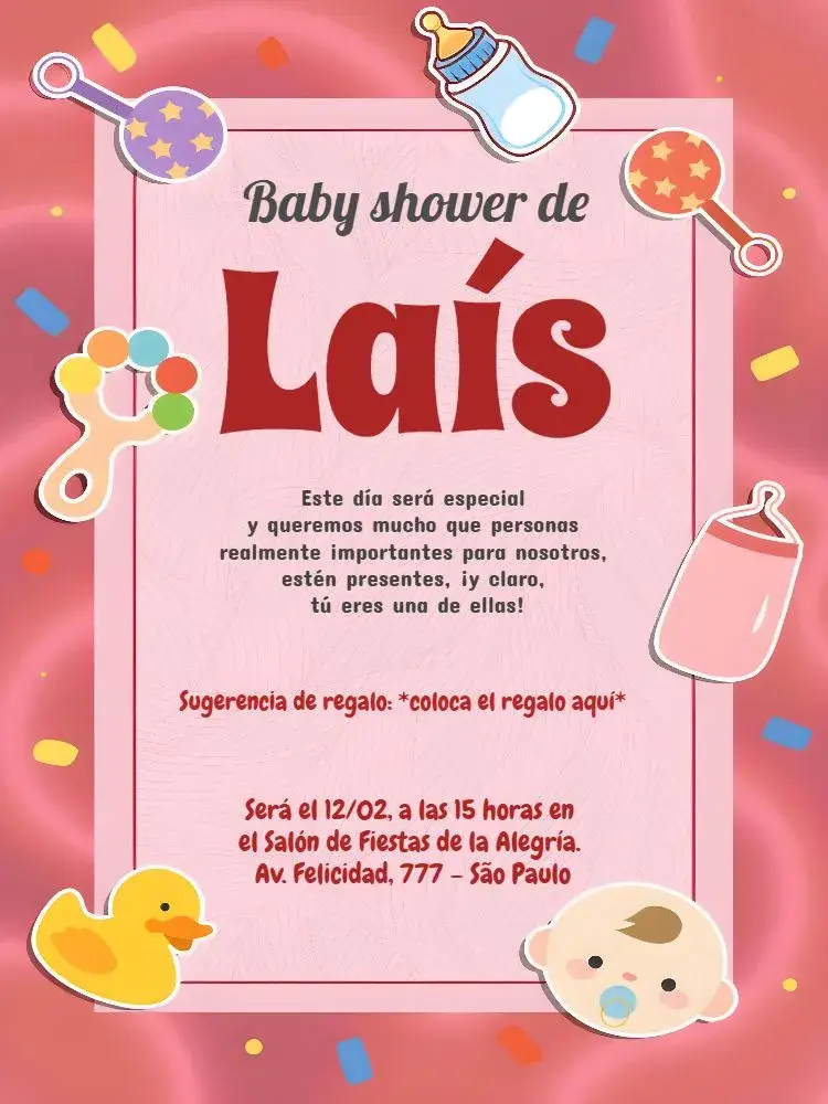 Invitación Baby Shower Niña Oso