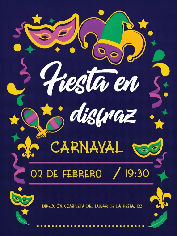 Invitación Carnaval Máscaras