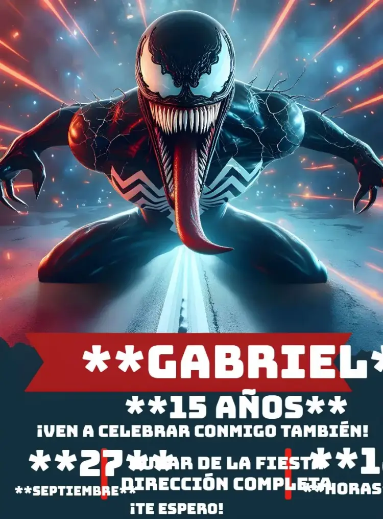 Invitación Venom Niño