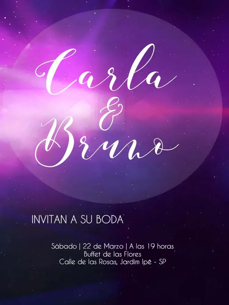 Invitación Boda Neón Morado