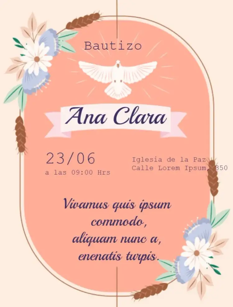 Invitación Bautizo Floral Online – tema Bautismo floral, delicado, primavera, moderno, colorido, personalizado