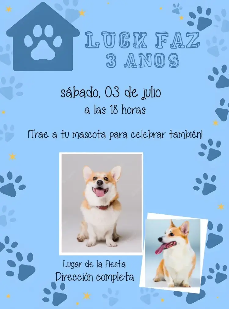Invitación Pet Con Foto Perro