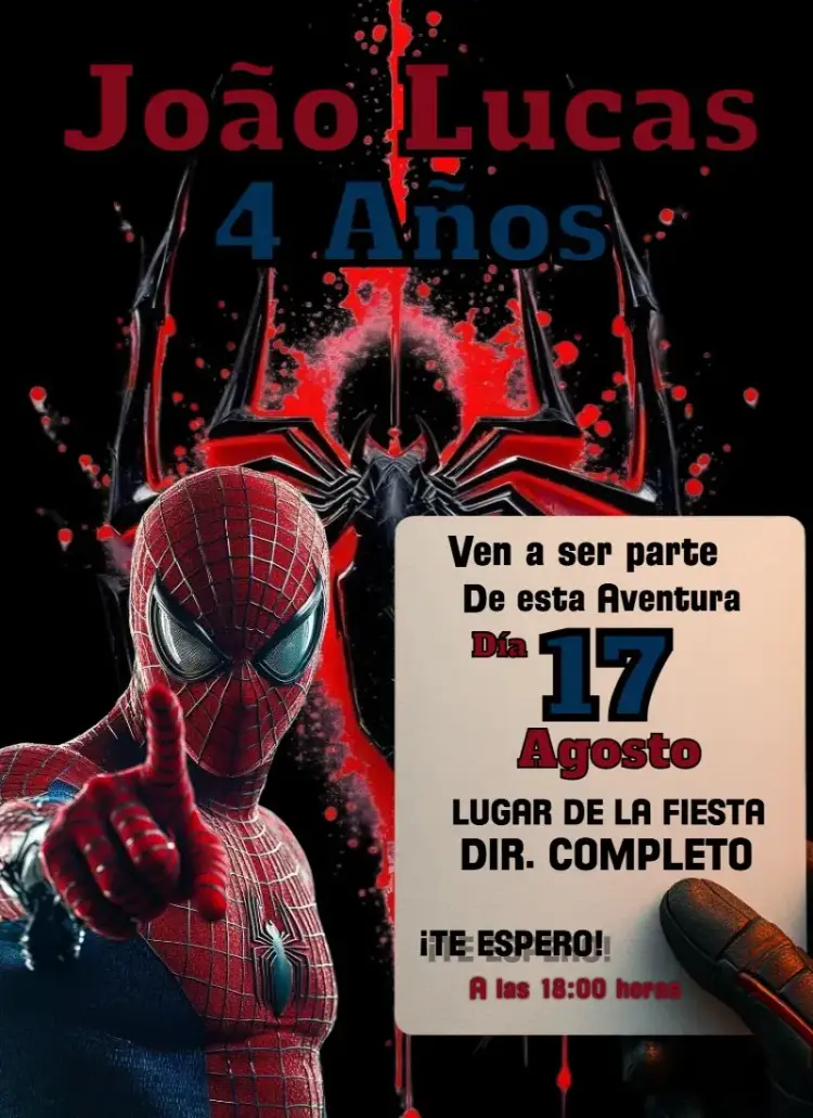 Invitación El Hombre Araña editable y personalizable
