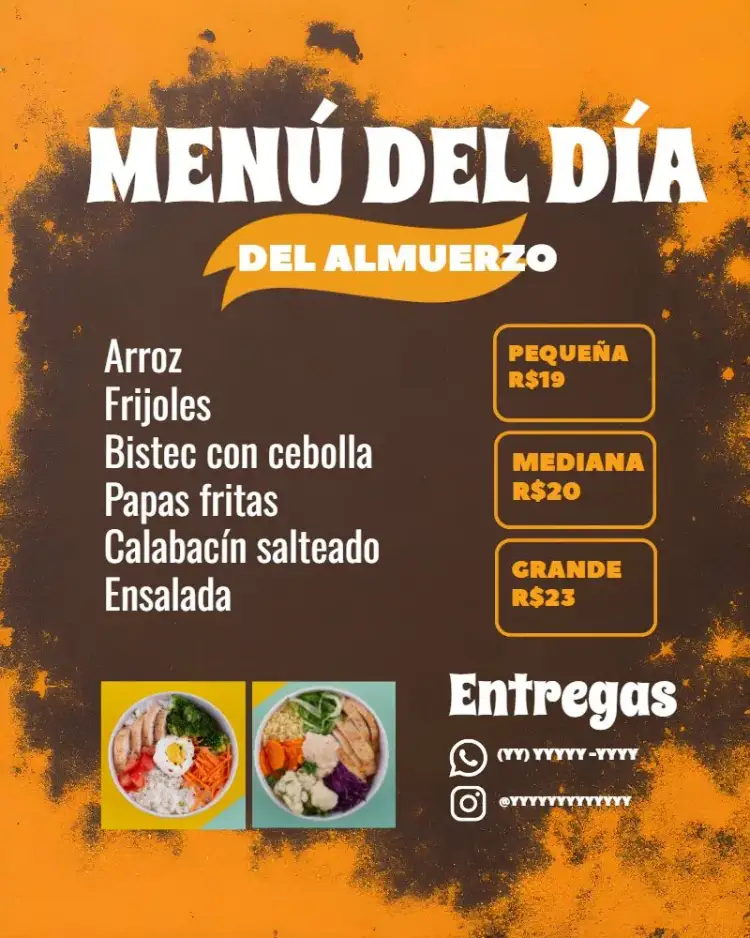 Invitación Arte Menú del Día Tupper Lanchonete – tema Fechas Conmemorativas moderno, colorido, divertido, minimalista, casual, gourmet