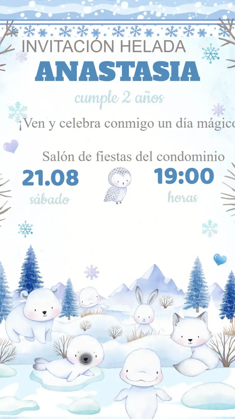 Invitación Cumpleaños Oso Polar