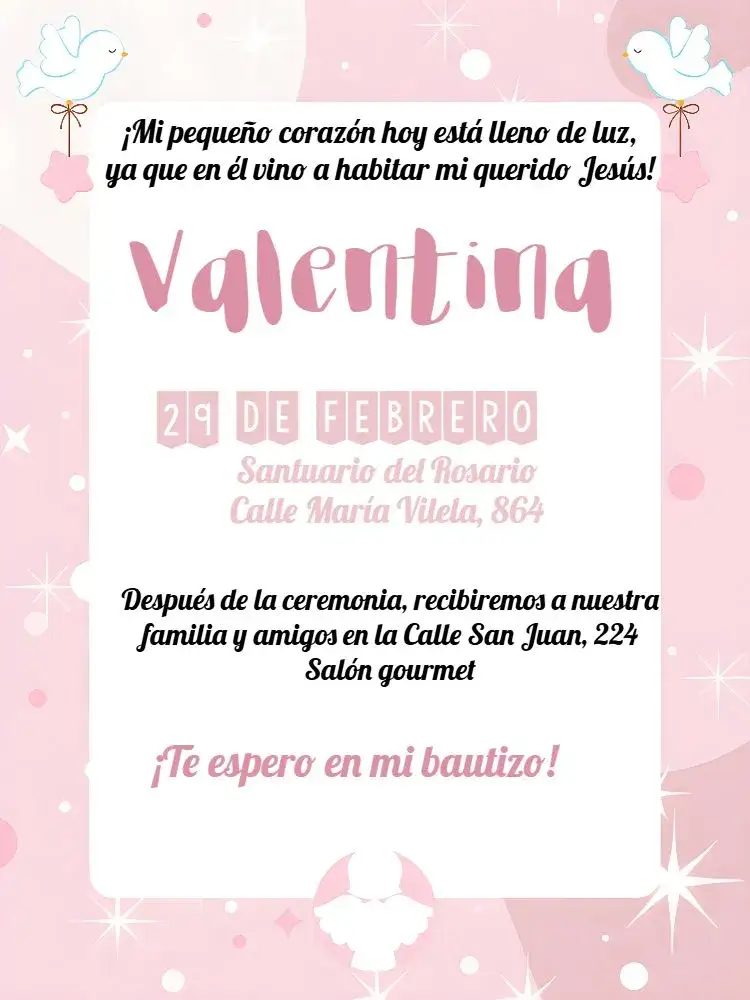 Invitación Bautizo Digital – tema Primera Comunión colorido, angelical, minimalista, moderno, infantil