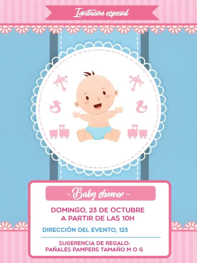 Invitación Baby Shower Rosa Neném