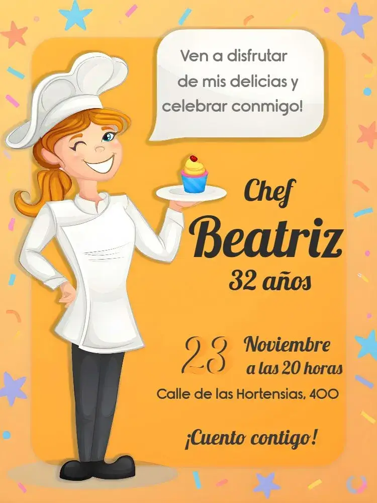 Invitación Cocinera Amarillo