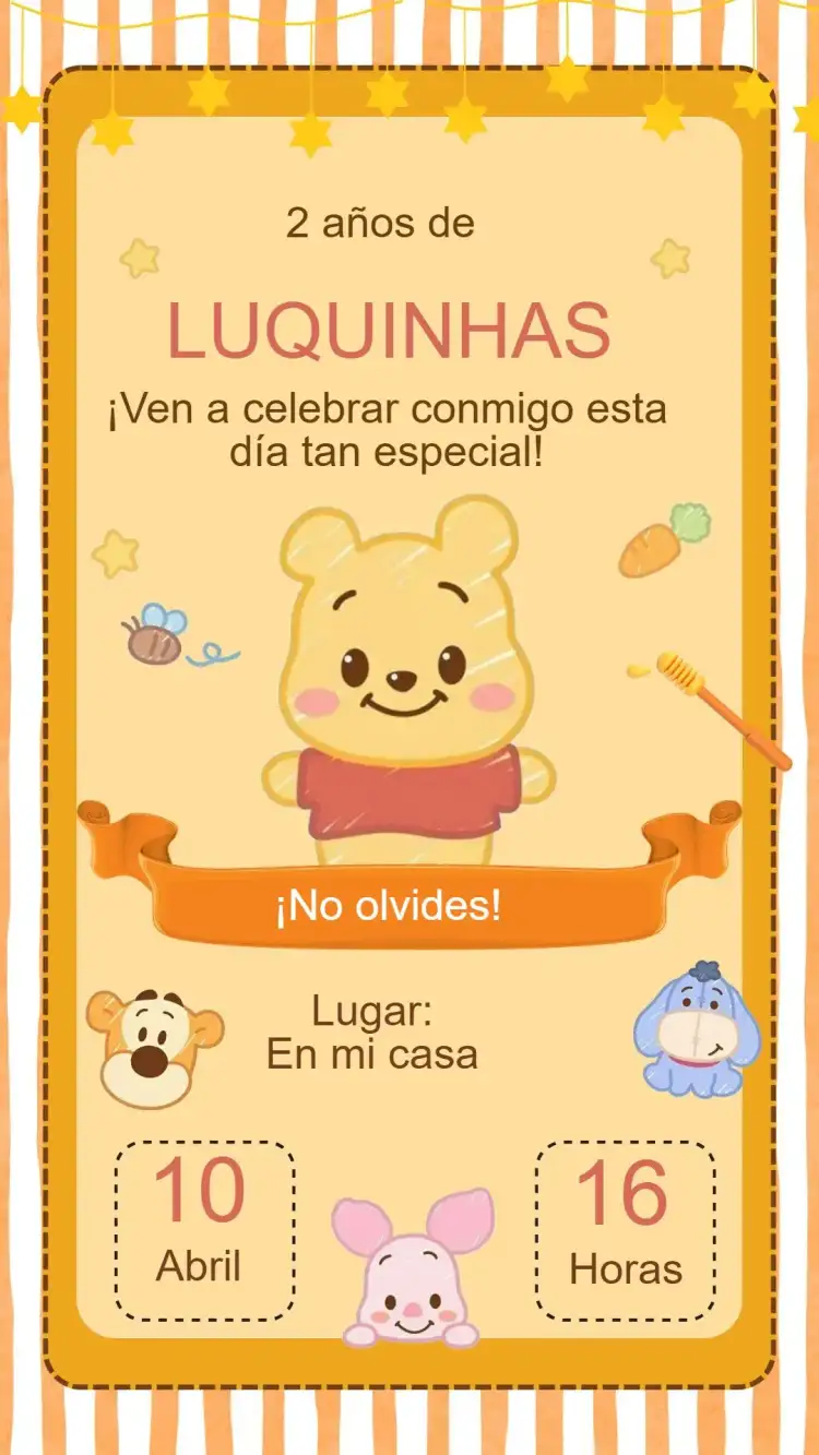 Invitación Cumpleaños Winnie the Pooh