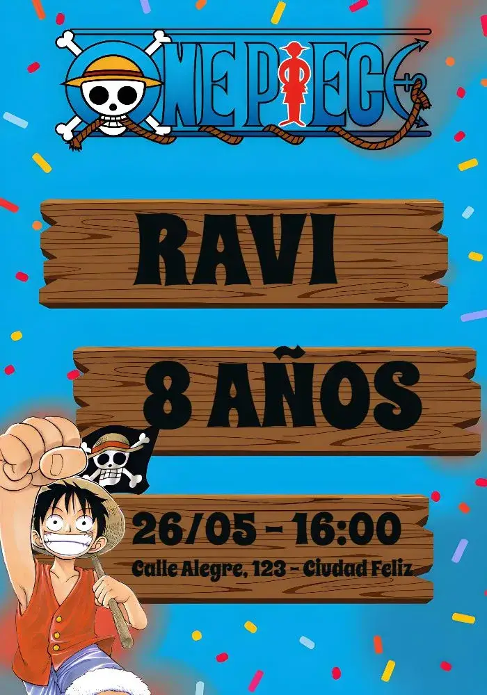 Invitación One Piece Azul
