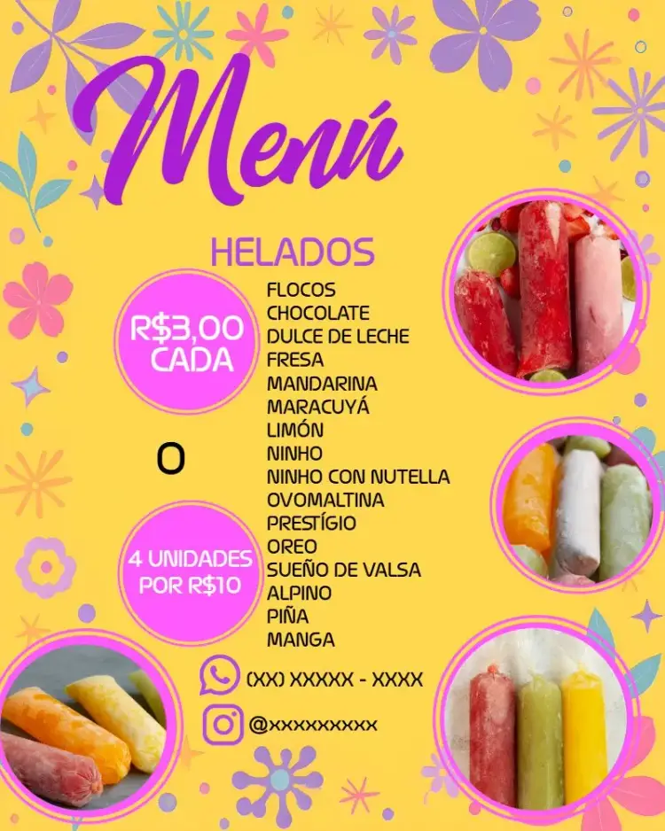 Invitación Arte Menú Helado Gourmet Flyer
